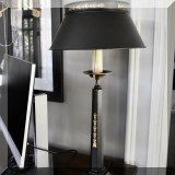 DL02. Black tole lamp. 33”h 